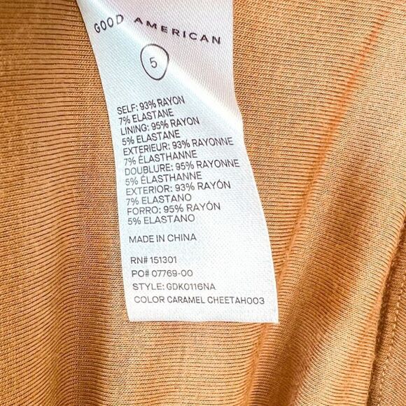 NWT! Good American Caramel Cheetah Body Con Midi Dress Size 5 XXL - Picture 4 of 4